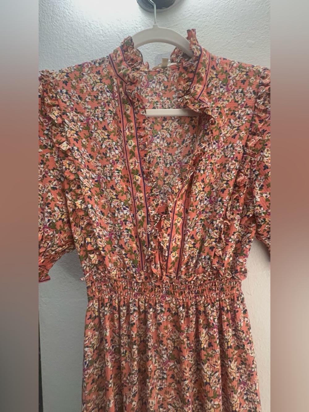 Max Studio Coral Floral Smocked Maxi Dress - Picture 3 of 7